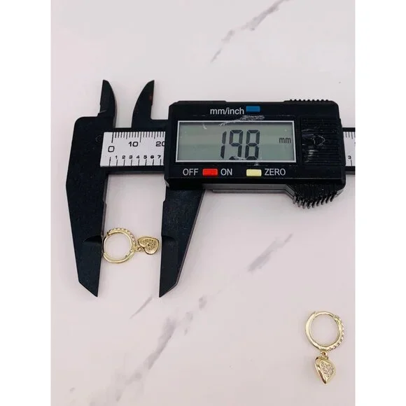 10k solid gold earrings hearts huggies dangling